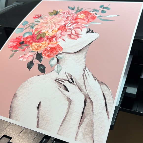 Watercolor Floral Woman Portrait Wall Art Illustration Print Poster Unframed - Picture 15 of 17